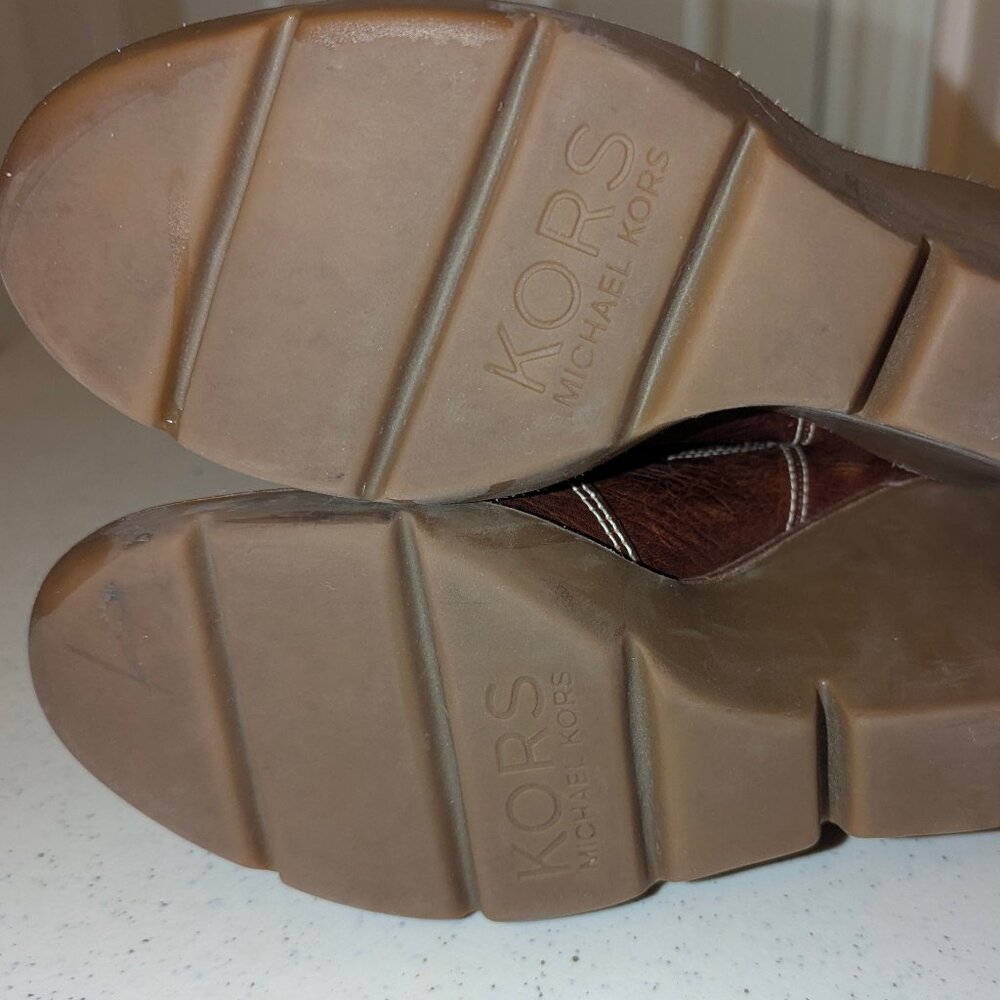 Michael Kors Vintage Leather Brown Wedge Pull On Boots Sz 7 - Picture 5 of 9